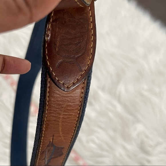 Men’s Navy Blue Brown Marlin Fish Print Solid Brass Belt 43” Length - Picture 4 of 5